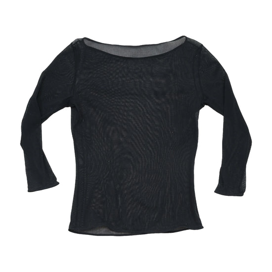 Blusa Transparente preta em Rede com decote Barco