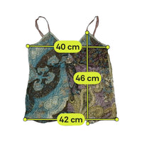 Misswan Patchwork Paisley Floral Tie-Front Tank Top
