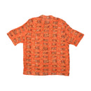 Orange & Brown Leaf Print Short Sleeve Button Up Shirt