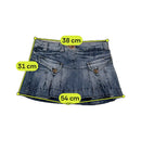 Miss Sixty Denim Mini Skirt with Flap Pockets and Clover Appliqué