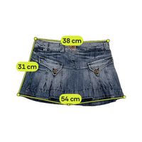 Miss Sixty Denim Mini Skirt with Flap Pockets and Clover Appliqué