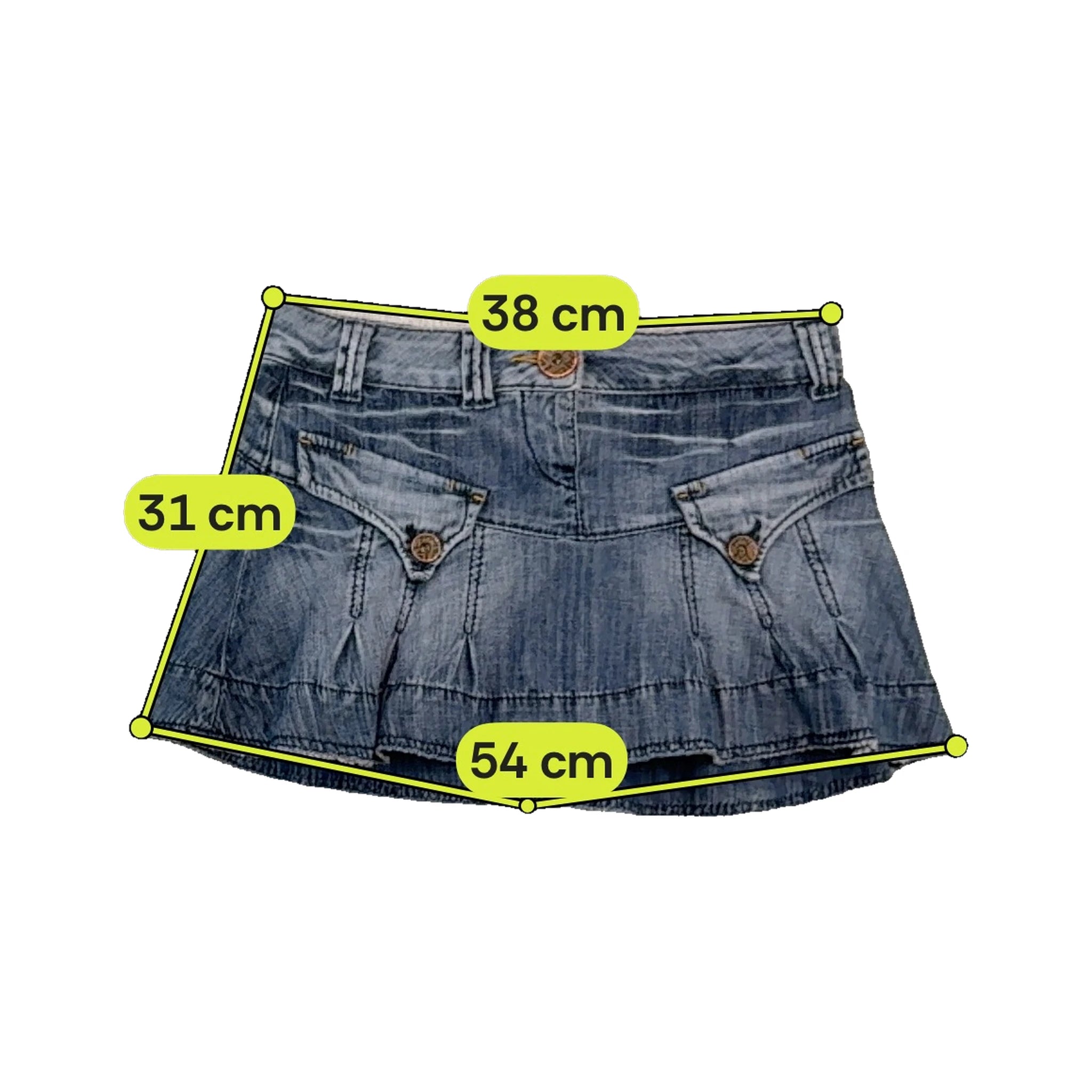 Miss Sixty Denim Mini Skirt with Flap Pockets and Clover Appliqué