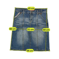 Red Planet Panelled Medium Wash Cotton Denim Utility Skirt