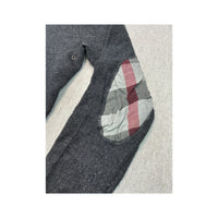 Burberry Wool V-Neck Sweater with Check Elbow Patches