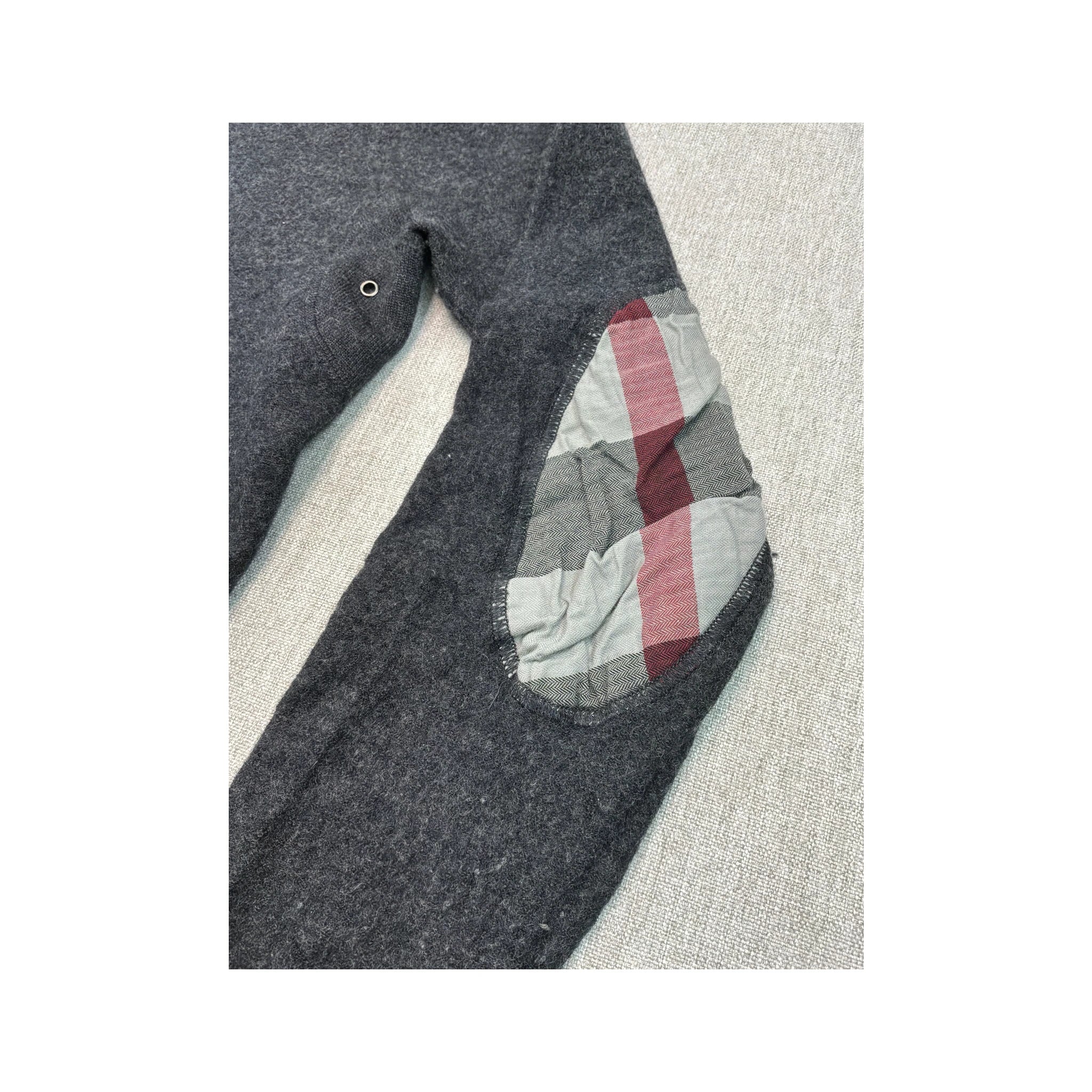 Burberry Wool V-Neck Sweater with Check Elbow Patches