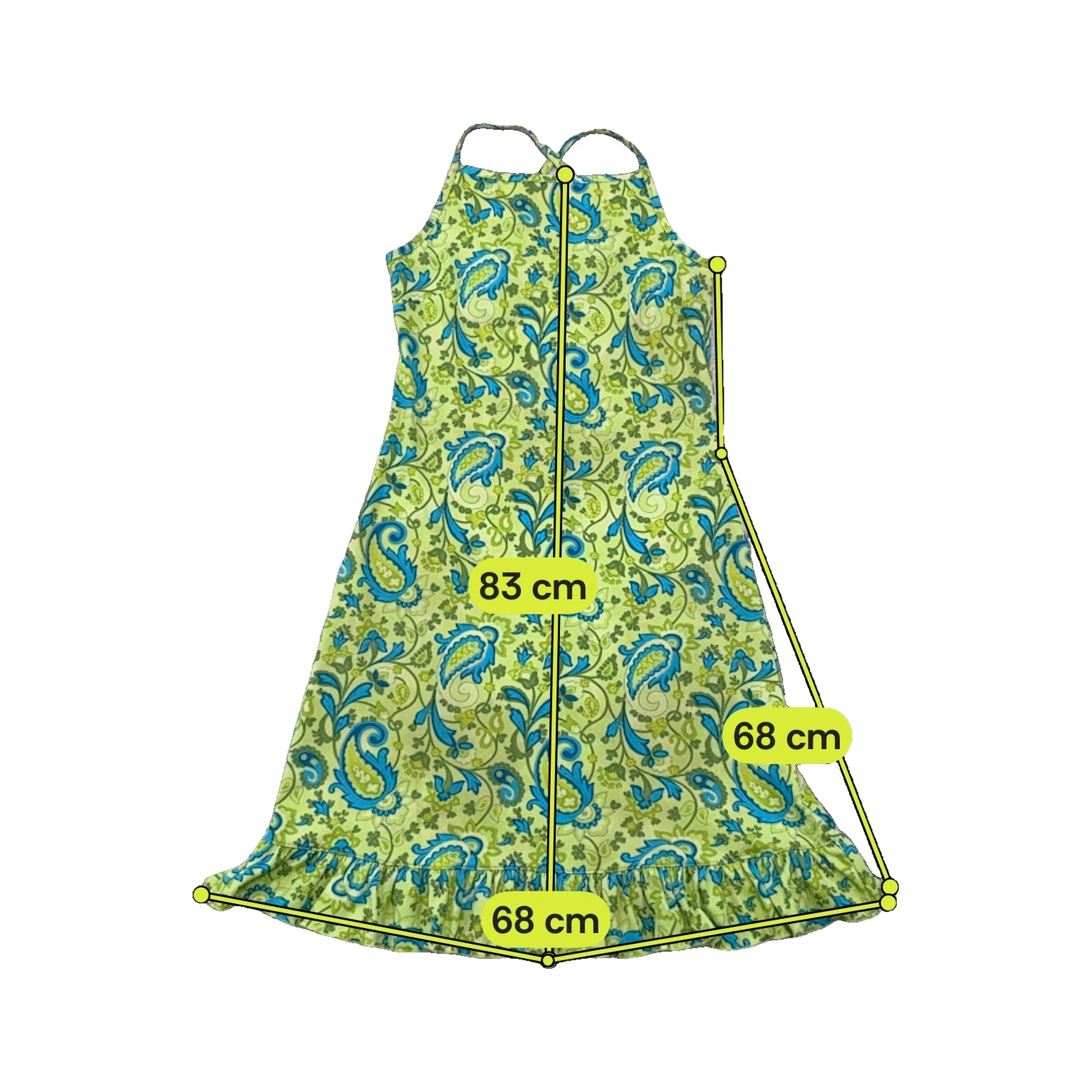Paisley Halter Ruffle Hem Dress