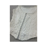 Vintage White Textured Lace Trim Hook Front Tank Top