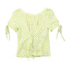 Blusa Camponesa Birkhahn Mode em xadrez Vichy com Acabamento em renda