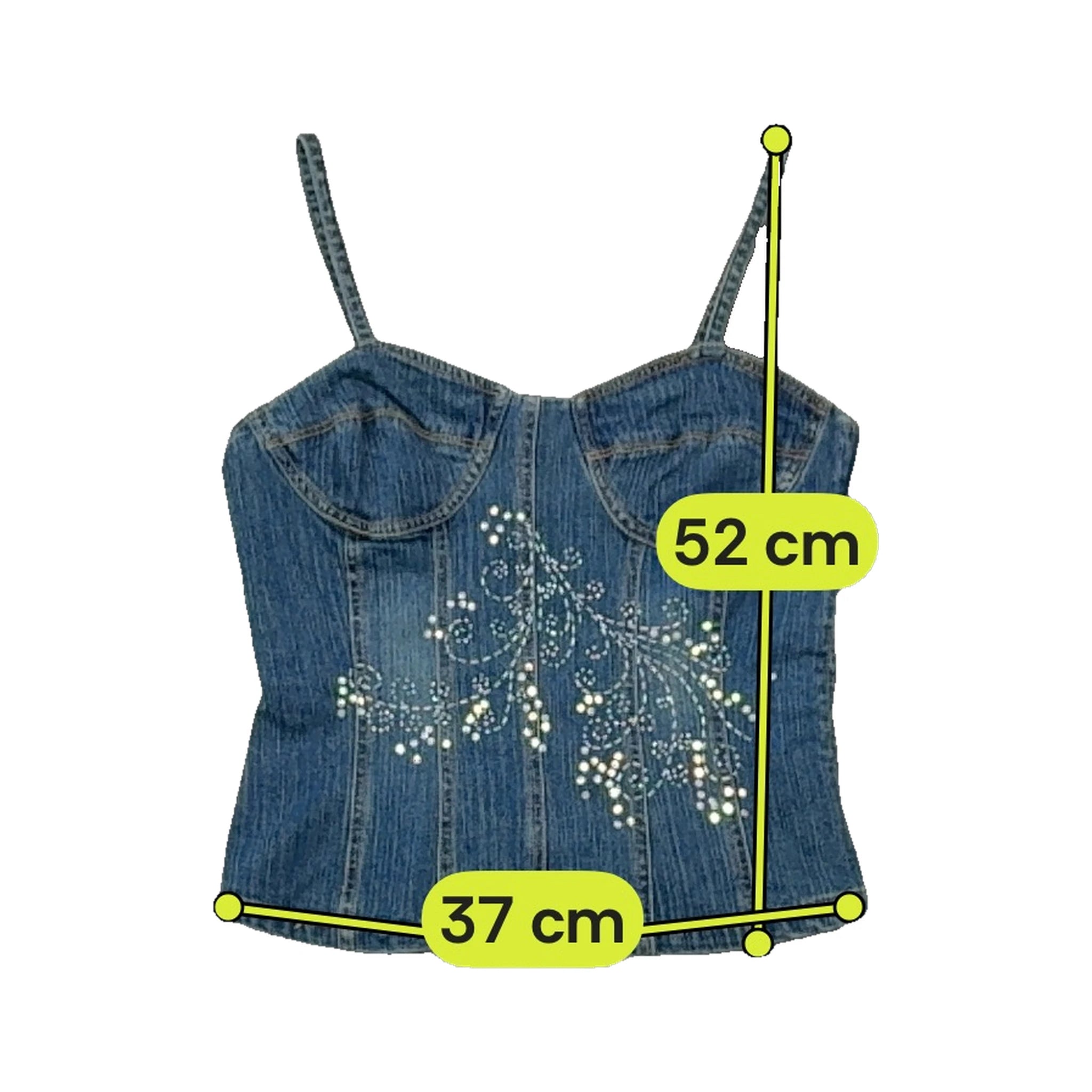 Y2K Beaded Sequin Denim Corset Tank Top