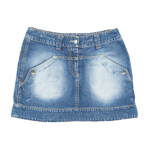 ZUKI Distressed Washed Denim Mini Skirt