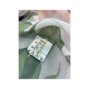 Blusa Transparente em poliéster sem mangas com estampado de rosas, Botões à Frente e gola Estilo ganga