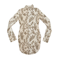 Charro Baroque Floral Stripe Ruffle Placket Dress