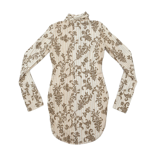 Vestido-Camisa Charro com riscas florais Barrocas e Carcela de Folhos