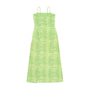 Americo Tavar Green Zebra Print Mesh Maxi Dress