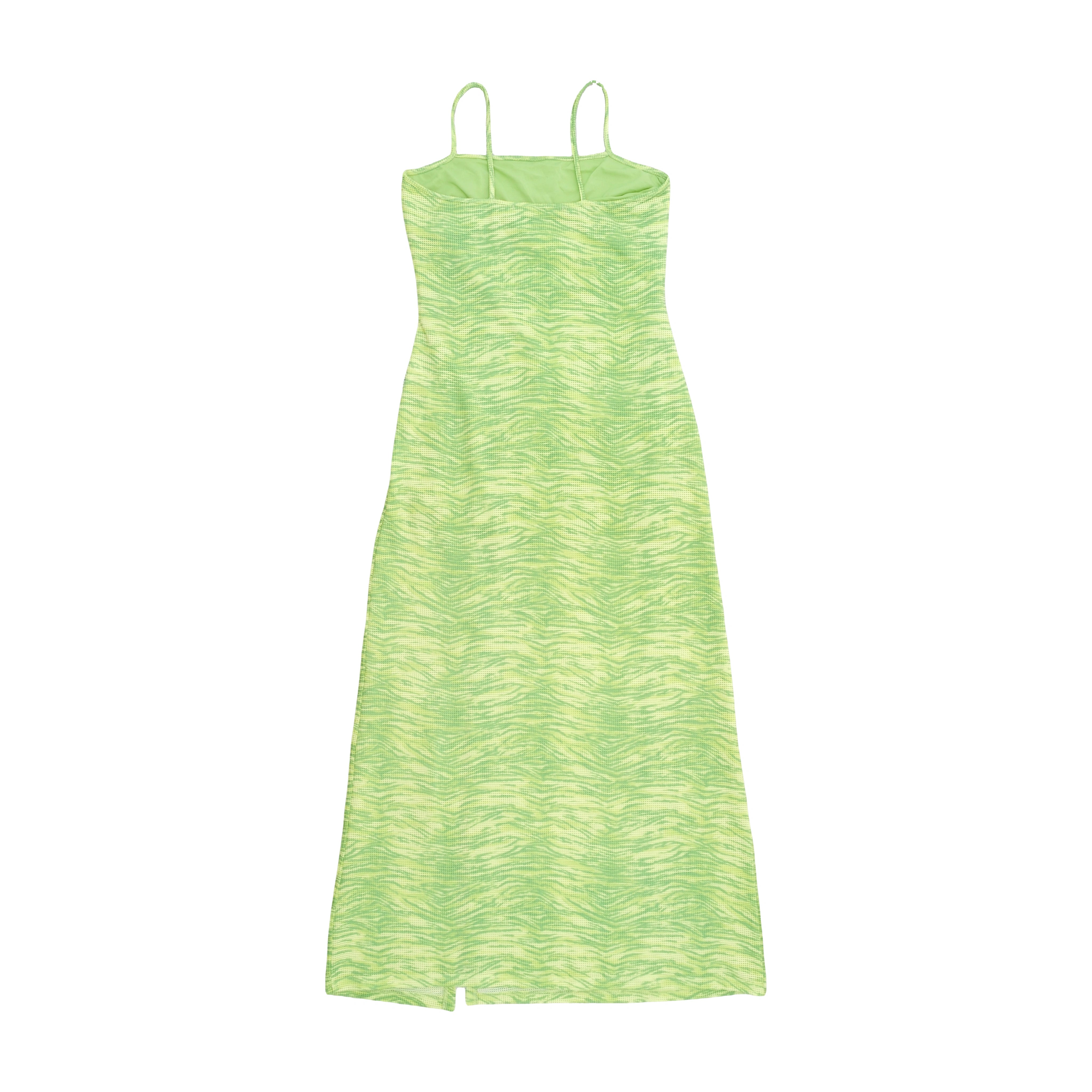 Americo Tavar Green Zebra Print Mesh Maxi Dress