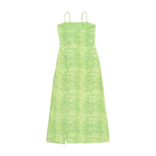 Americo Tavar Green Zebra Print Mesh Maxi Dress