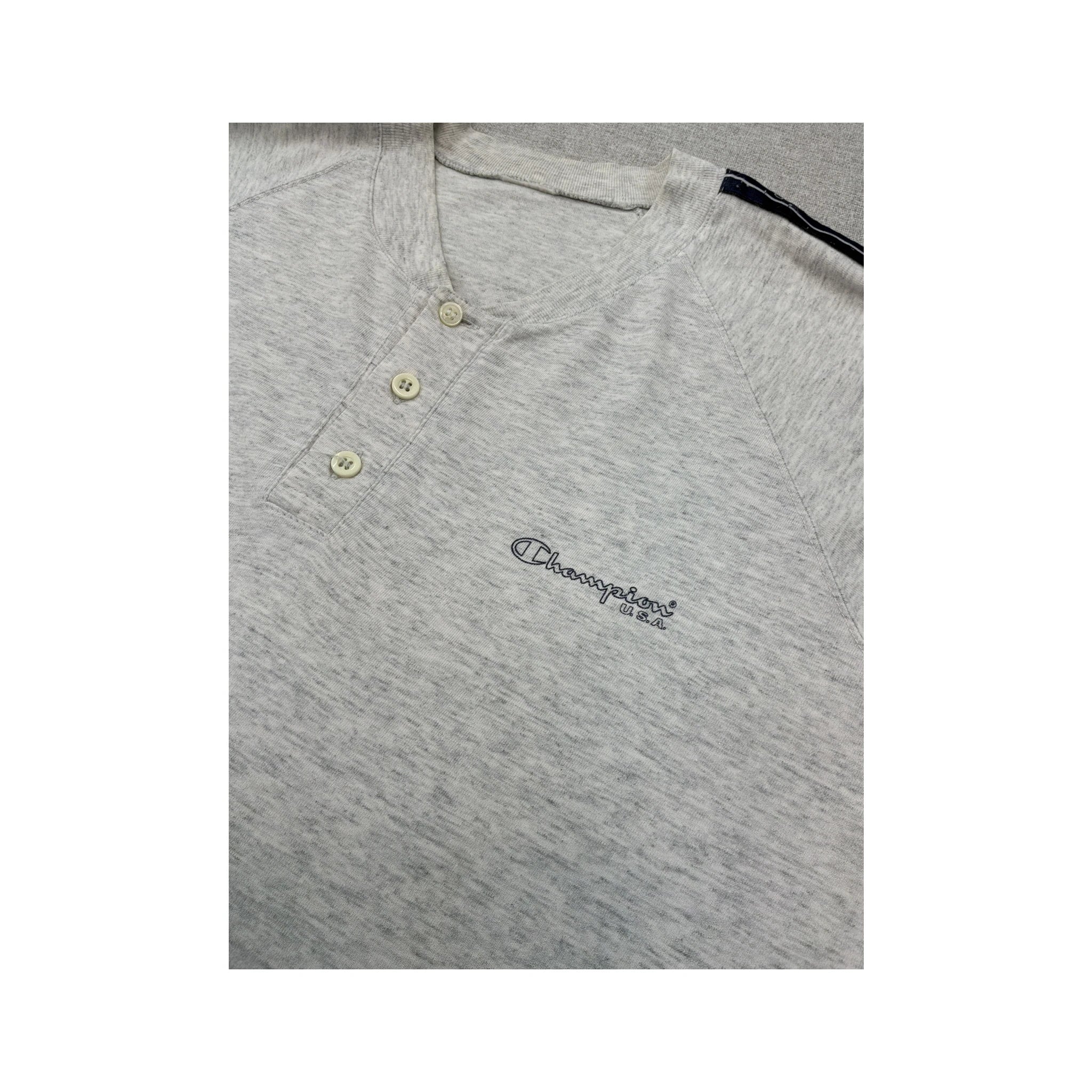 Camisa Henley Champion Cinzento-mesclada com Fita de logótipo nos Ombros