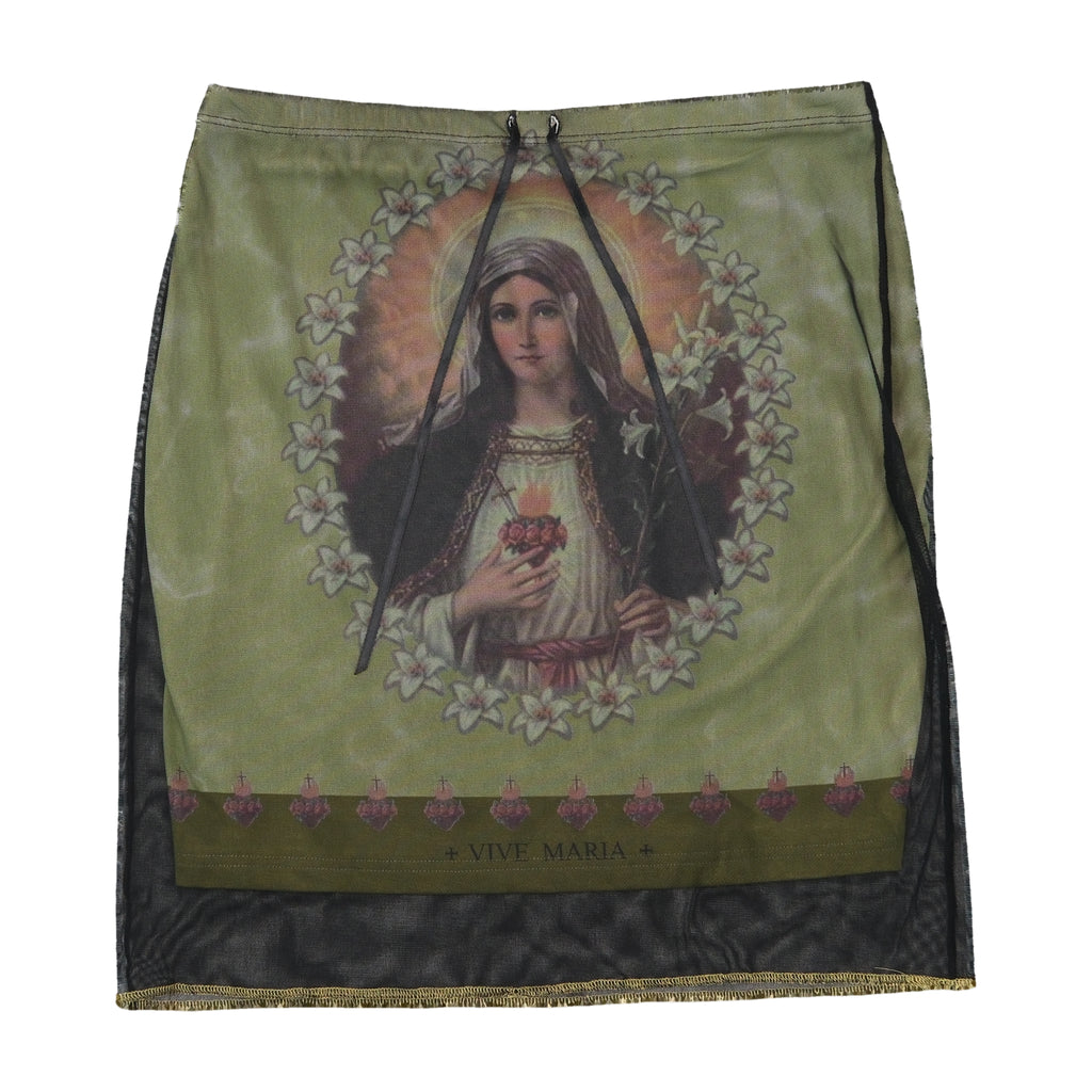 Vive Maria Virgin Mary Graphic Mesh Mini Skirt