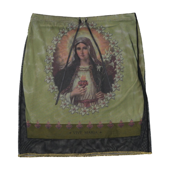 Vive Maria Virgin Mary Graphic Mesh Mini Skirt