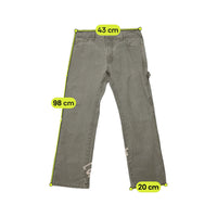 Calças de trabalho de carpinteiro Dickies vintage cinzentas em algodão Desgastadas