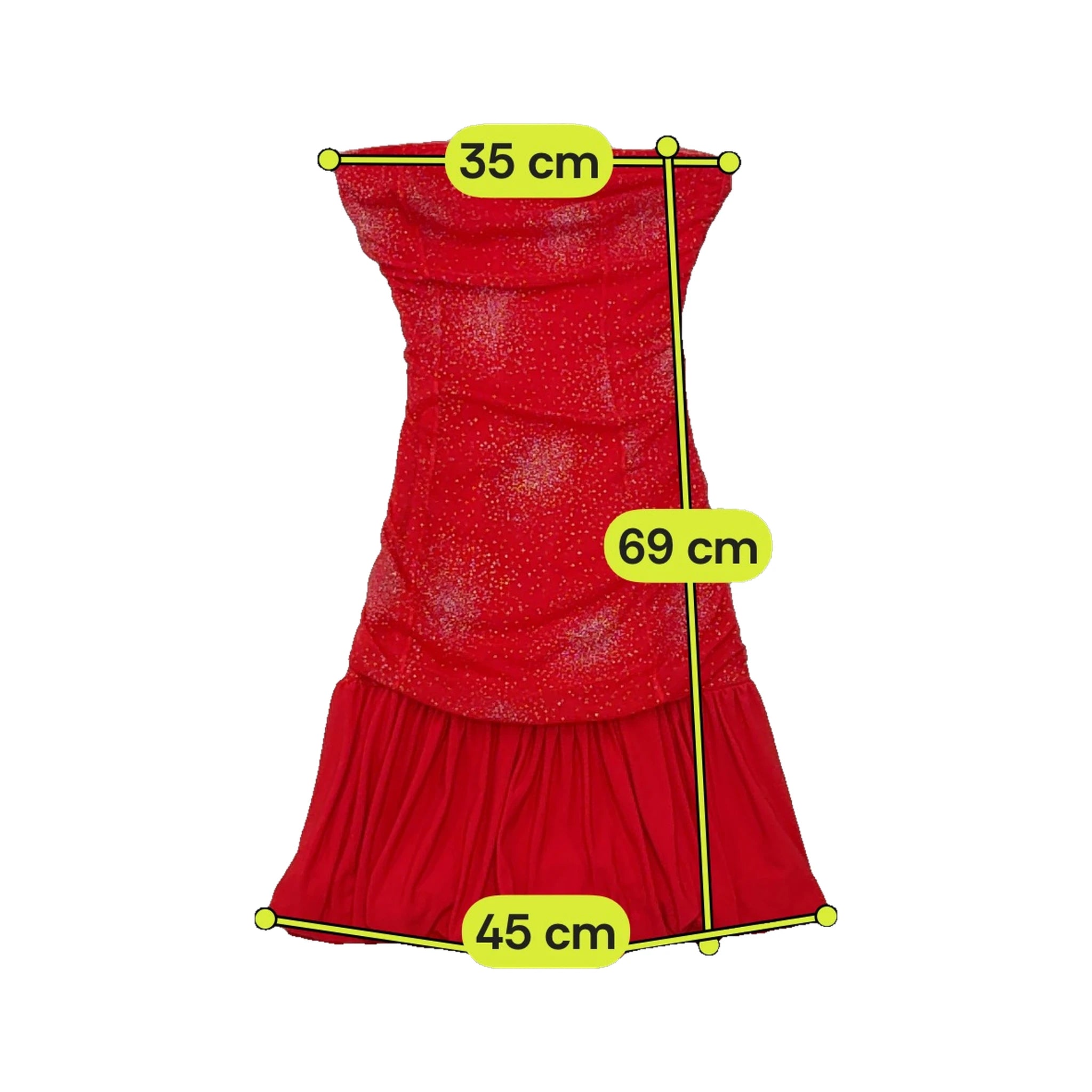 Red Glitter Tulle Strapless Bubble Hem Dress