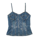 Y2K Beaded Sequin Denim Corset Tank Top