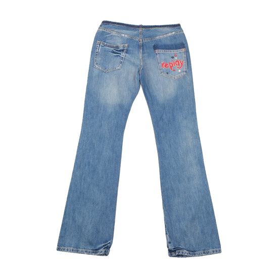 Replay Embroidered Flare Jeans
