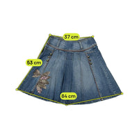 Promod Embellished Pleated Cotton Denim Skirt