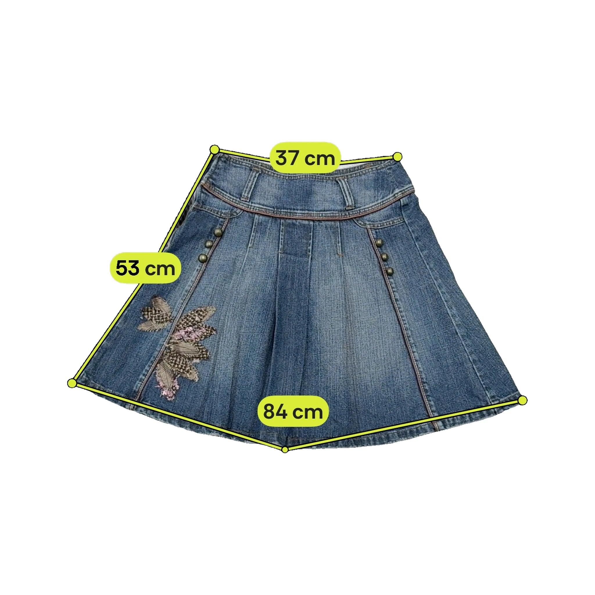 Promod Embellished Pleated Cotton Denim Skirt