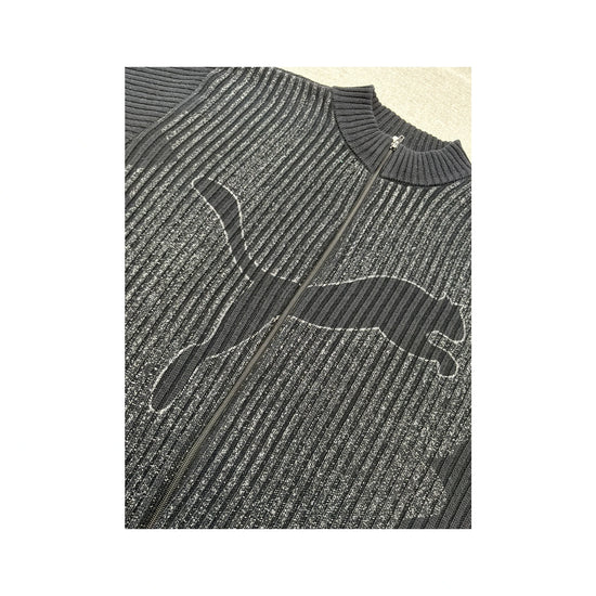 Puma Rib Knit Full Zip Logo Sweater