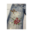 Vintage Tropical Embroidered Distressed Denim Jeans