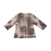 Camisa Canda Transparente em Rede de Manga Comprida com estampado Tipográfico