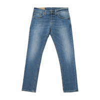 Mid-Wash Slim Straight Jeans