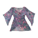New Look Look Floral Metallic Stripe Sheer Blouse