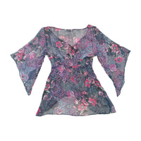 New Look Look Floral Metallic Stripe Sheer Blouse