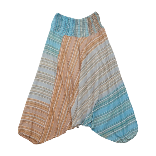 Striped Patchwork Smocked Harem Pants