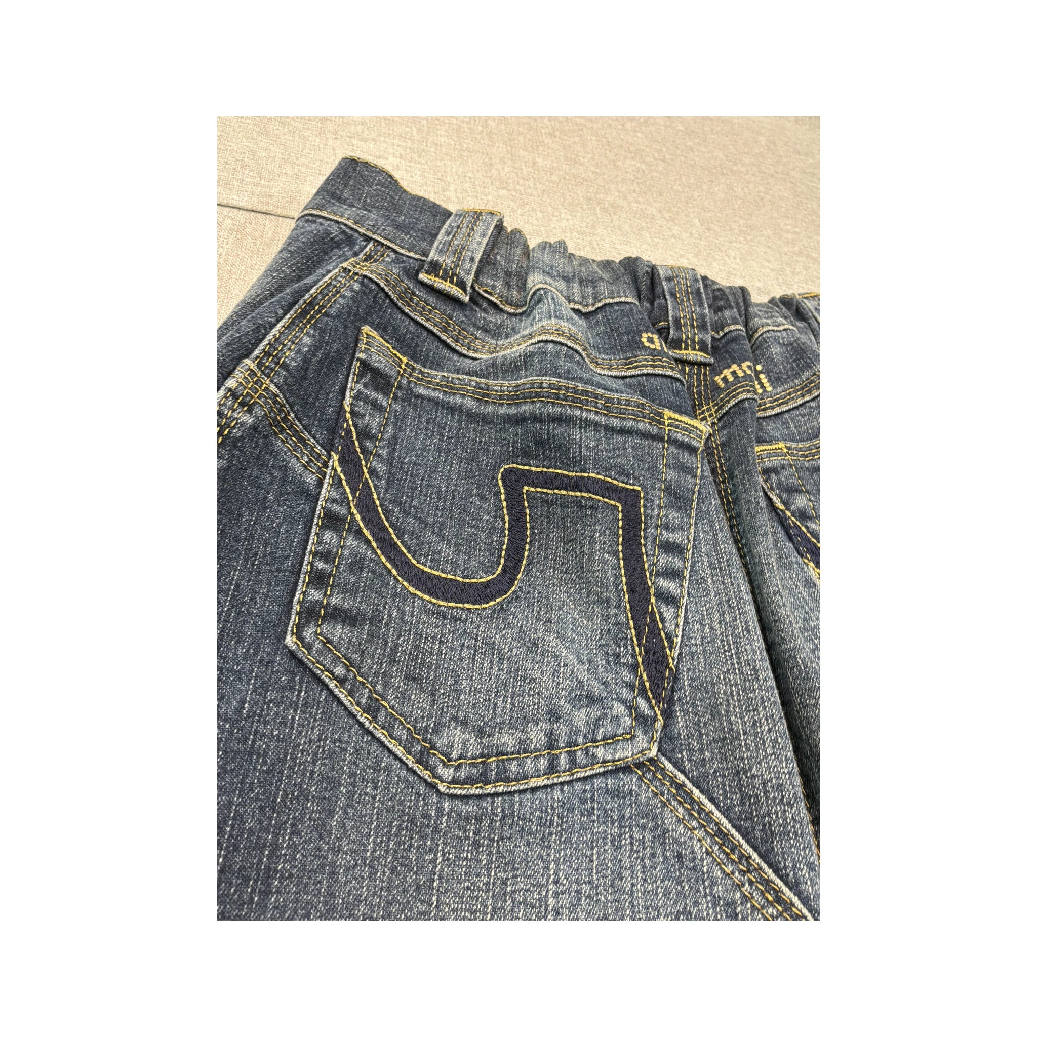 Vintage Blue Denim A-Line Midi Skirt
