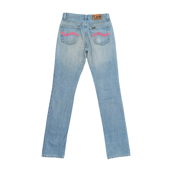 Lee Vintage Light Wash Pink Wave Pocket Straight Leg Jeans