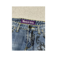 Monica's Jeans Floral Print Denim Mini Skirt