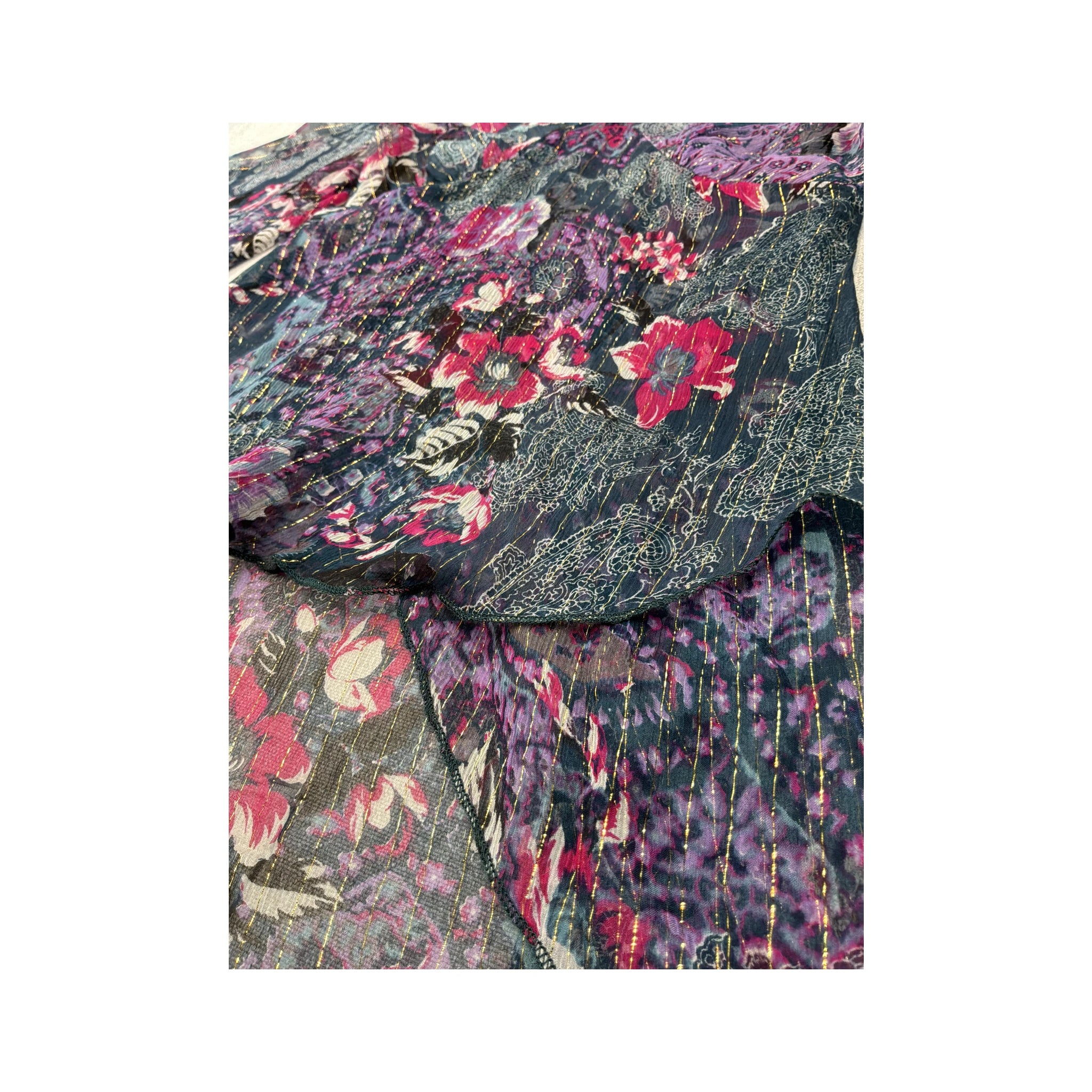 New Look Look Floral Metallic Stripe Sheer Blouse