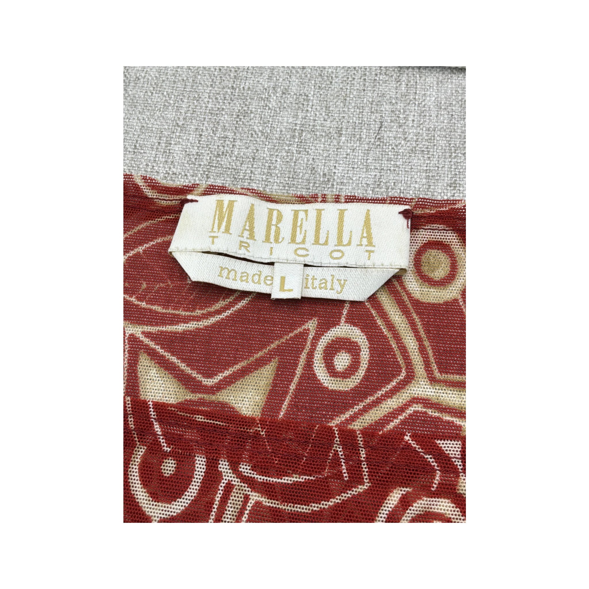 Marella Tricot Abstract Print Sheer Blouse