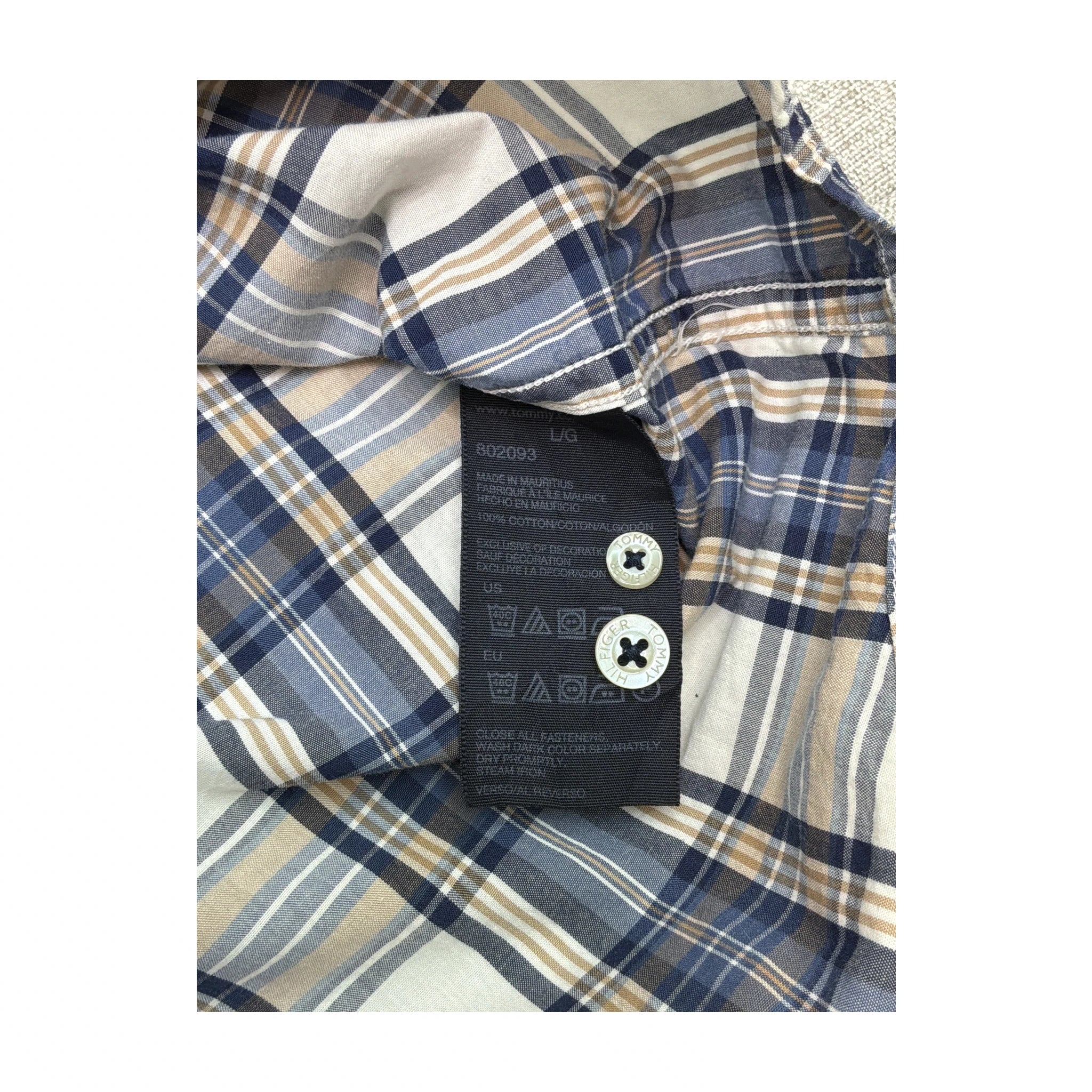 Blue & Beige Checkered Button Up Shirt