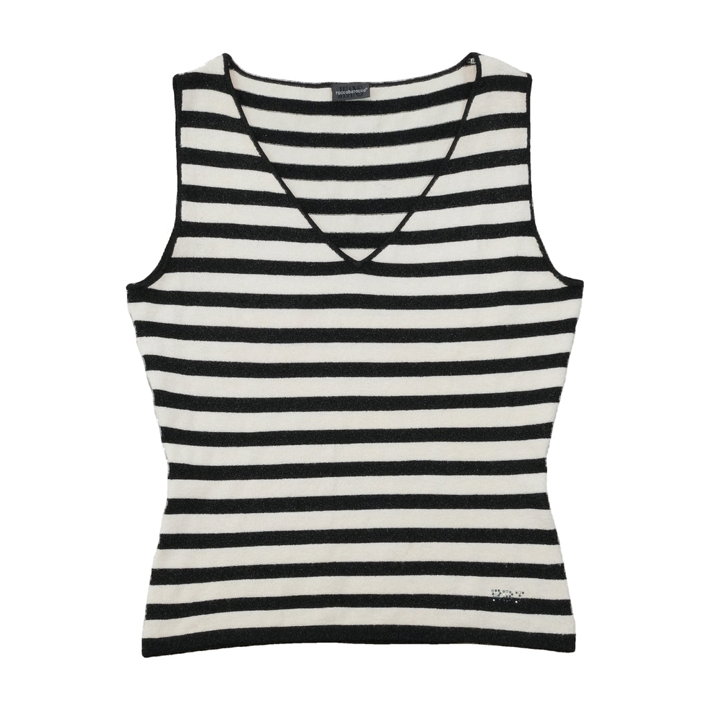Top de alças Roccobarocco Jeans às riscas com Recortes