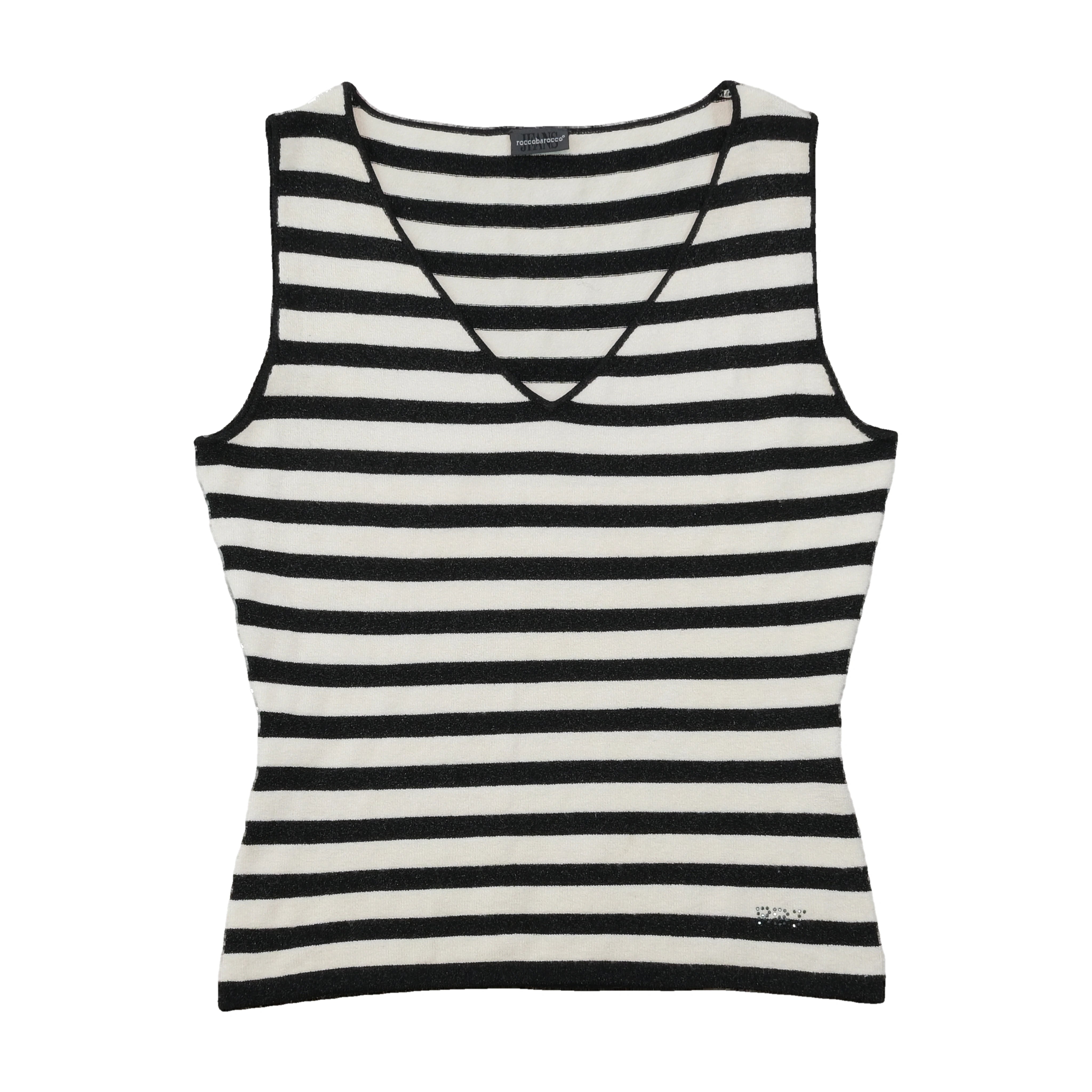 Top de alças Roccobarocco Jeans às riscas com Recortes