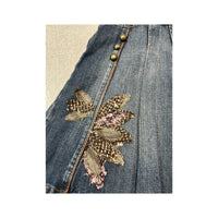Promod Embellished Pleated Cotton Denim Skirt