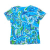 Pure System Blue Green Psychedelic Floral Mesh Blouse