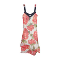 Floral Print Denim Trim Slip Dress