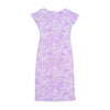 IRGE Purple Floral Paisley Print Lettuce-Edge Cap Sleeve Mesh Midi Dress