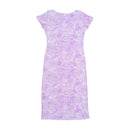 IRGE Purple Floral Paisley Print Lettuce-Edge Cap Sleeve Mesh Midi Dress