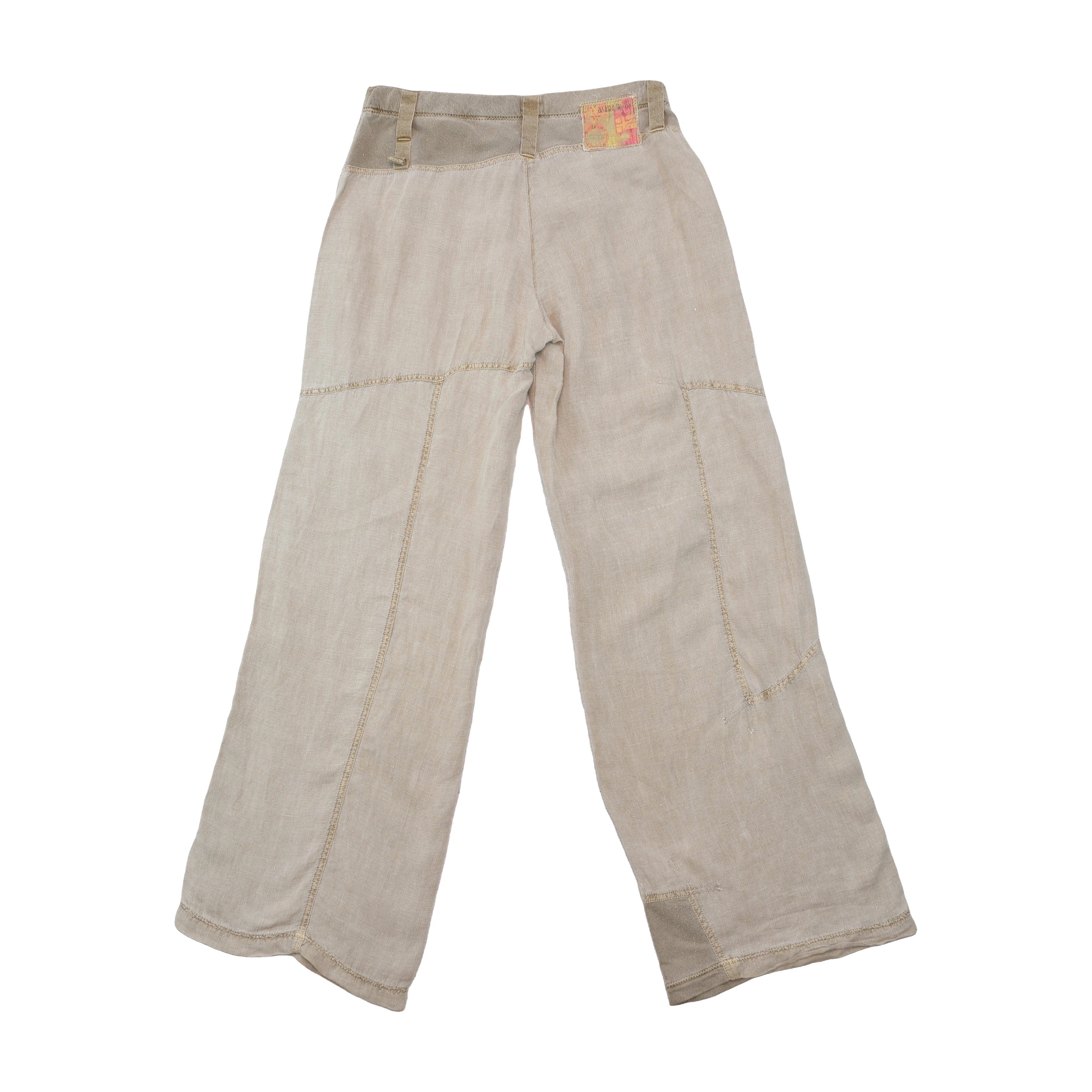 Vintage Blue Cult Wide Leg Patchwork Linen Blend Pants